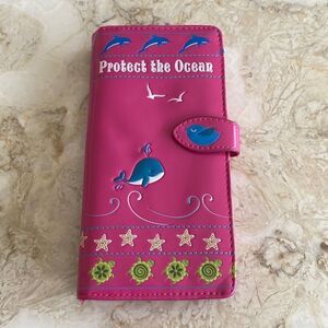 Shag Wear Protect The Ocean Protect Our Home Vegan Leather Long Wallet